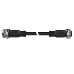 M12 male straight female straight, 5-core, PUR drag chain installed black cable